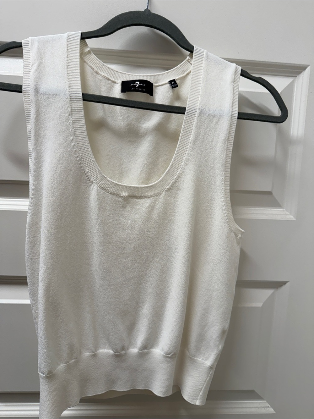 7 For All Mankind Cream Scoop Neck Knit Tank in cream